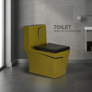 WC monobloc moderne noir en céramique, cuvette de toilette à poser au sol, équipement sanitaire - Product Image 1