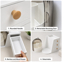 Support de rangement cosmétique en bambou haut de gamme, grand support de rangement pour maquillage détachable, organisateur de rangement avec seau rotatif pour la chambre à coucher
