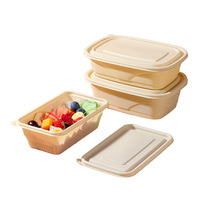Boîte à lunch jetable en amidon de maïs, compatible micro-ondes, écologique, récipient alimentaire jetable