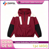Blouson Anorak Coupe-Vent à Capuche Demi-Zip en Nylon avec Blocs de Couleurs et Logo Personnalisé pour Hommes – Vêtement d'Extérieur Décontracté – Vente en Gros