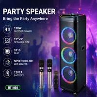 Harga Grosir Pabrik MT-1008 Speaker Pesta Triple 12 Inch Dengan Roda Universal TWS Tombol Kontrol Lampu Atas