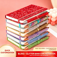 Carnet A5 à paillettes argentées, couverture rigide en cuir PU, élastique, reliure cousue, logo personnalisé, boîte cadeau personnalisée, vente en gros d'usine