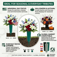 Vases funéraires en plastique en gros pour fleurs artificielles, décorations de cimetière, vase floral pour tombes avec piquet de fixation au sol