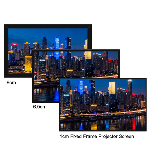 Factory Matte White 92 100 120 135 150 180 200 220 Inch 16:9 Wide Frame 60mm 8cm 1cm Fixed Frame Projector Projection Screen