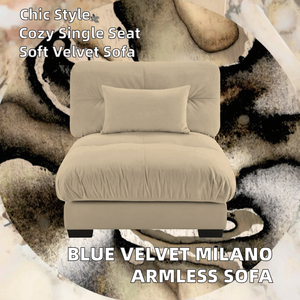 <span class=keywords><strong>Milano</strong></span> Design elegante divano in velluto blu senza braccia con 1 cuscino comodo sedile singolo e cuscino a forma di nuvola per uso appartamento - Product Image 2