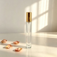 Flacon de parfum de voyage transparent 2ml 3ml 5ml 8ml 10ml, couleurs personnalisables, sérigraphié, en verre, avec pompe pulvérisatrice dorée, boîte d'aromathérapie