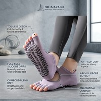Calcetines de Yoga Transpirables de Lujo para Verano, Calcetines de Pilates Antideslizantes con Tira Cruzada y Cinco Dedos para Mujer