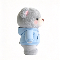 Peluche d'ours gris promotionnelle personnalisée avec sweat à capuche bleu – Peluche d'ours mignonne et personnalisable