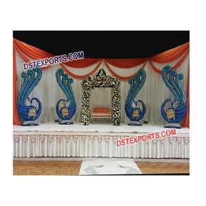 Decoración de escenario de boda con temática de pavo real, conjunto de escenario de recepción indio, decoración de escenario - Product Image 1