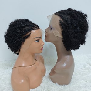 Letsfly Promotion 23$ <b>Braid</b> Curly <b>Wig</b> 13x4 Lace Frontal Black 10inch Short Brazilian Hair 100% Human Hair <b>Wig</b> Wholesale 140gram - Product Image 5