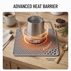 Sous-plat carré en silicone gris 18 cm, antidérapant, résistant à la chaleur, pour cuisine, qualité alimentaire, support <span class=keywords><strong>de</strong></span> casserole personnalisé, <span class=keywords><strong>set</strong></span> <span class=keywords><strong>de</strong></span> dessous <span class=keywords><strong>de</strong></span> plat - Product Image 4