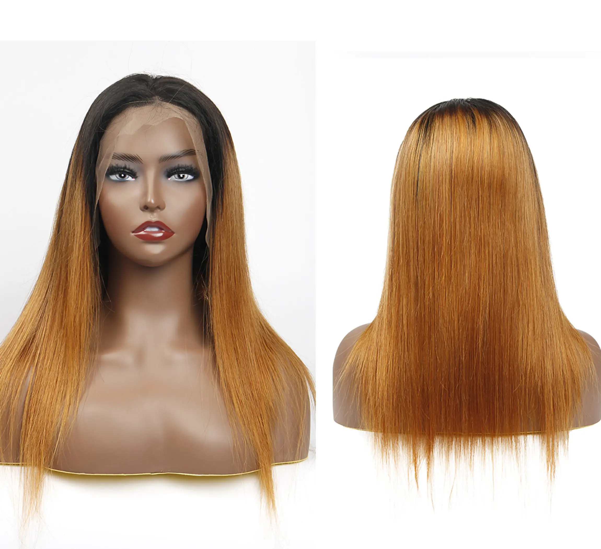 Long Wavy 27 Inches Ombre Blonde Wigs For Women Daily Use, Costume Party Makeup Long Blonde Wigs from xuchang hair manufacture