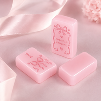 Jeu de Mahjong Rose Gelée – Tuiles Lisses au Toucher, Résine Époxy, Motif Fleur de Cerisier – Souvenir Printanier