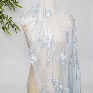 Nhà Máy Trực Tiếp Guofeng Pha Lê Hoa Bead Thêu Lưới Ren Vải Chất Lượng Cao Lụa Crepe Dưới Thêu Vải - Product Image 2