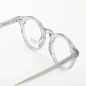Armações de óculos retrô redondas transparentes para homens, óculos de bloqueio de luz azul
