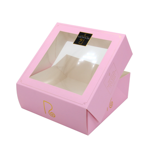 Emballage rose personnalisé de confiserie sucrée artisanale de bonbons cookie gâteau biscuit boîte-cadeau de papier de pâtisserie dessert beignet avec fenêtre - Product Image 5