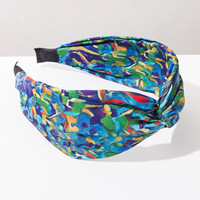 Nouveau serre-tête de style bohème, coloré, effet peinture à l'huile, large, en éponge nouée, à effet dégradé, accessoire capillaire simple