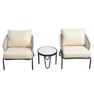 Loisirs relaxant confortable cour Patio fauteuils en aluminium meubles 3 pièces extérieur <span class=keywords><strong>jardin</strong></span> corde chaises ensemble - Product Image 2