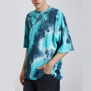 T-shirt tie-dye super doux 100 % coton pour homme, col rond de haute qualité, imprimé intégral, coupe ample, col rond avec motif à thème - Product Image 3