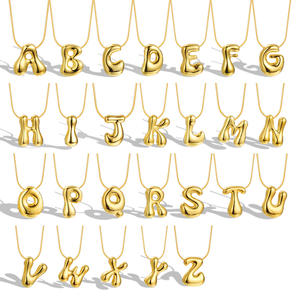 Gran oferta, cadena de acero inoxidable, globo, 26 letras del alfabeto, collar de letras iniciales de burbujas de acero inoxidable - Product Image 1