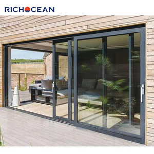 Puerta Corredera de <span class=keywords><strong>Aluminio</strong></span> para Terraza o Patio Exterior RICHOCEAN, Puertas de Vidrio Resistente a Impactos con Sistema Schuifdeur - Product Image 5