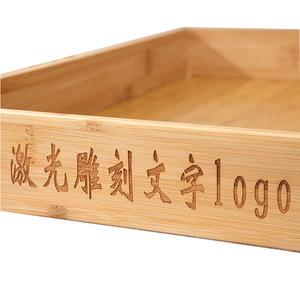Plateau de service en bambou, bois naturel, multifonctionnel, pour thé, collations, pâtisserie, taille personnalisable, moulage monobloc - Product Image 4
