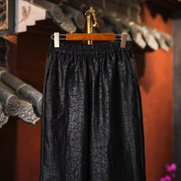 Pantalon large à jambe droite et taille élastique amincissante noir polyvalent pour femme, pantalon long en gaze de soie Xiangyun 5937