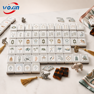 Fichas de Mahjong de Acrílico Grabado de Lujo con Diseño de Leopardo y Carey, 4 Capas, 1.24*0.91*0.63 Pulgadas, 160 Unidades - Product Image 6