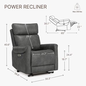 <span class=keywords><strong>Fauteuil</strong></span> inclinable en cuir pour camping-car, avec port USB et alimentation électrique, idéal pour home cinéma et chambre à coucher - Product Image 2