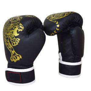 Guantes de boxeo en forma de China, diseño personalizado de gimnasio, boxeo, entrenamiento, cuero negro, Fitness, rojo, Logo personalizado de PVC, Color MMA - Product Image 1