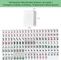 Jeu de Mahjong américain de 166 tuiles avec 4 supports/poussoirs, 3 dés, 100 jetons de monnaie et sac de transport noir