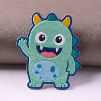 Patch brodé OEM personnalisé en forme de créature de dessin animé colorée, applique brodée pour vestes, vêtements, sacs, chapeaux