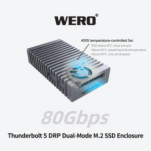 แท่นเชื่อมต่อ Thunderbolt 5 ความเร็ว 120Gbps พร้อมช่องใส่ <span class=keywords><strong>NVMe</strong></span> <span class=keywords><strong>SSD</strong></span> รองรับ 5GbE LAN DP2.1 แสดงผลสามจอ 180W GaN อะลูมิเนียม สำหรับงานตัดต่อวิดีโอ - Product Image 5