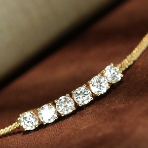 อาซูโอ 18K ทองคำแท้สีเหลืองประดับเพชรธรรมชาติ 1.55 กะรัต สร้อยข้อมือทรงคลาสสิคทรงกลมเจียระไนแบบบริลเลียนท์ เครื่องประดับสำหรับผู้หญิงสวมใส่ได้ทุกวัน - Product Image 3
