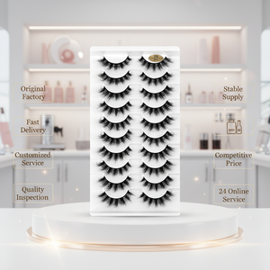Extensions de cils personnalisées de luxe, courbure D, 3D, russes, faites à la main, en faux vison, multi-paires, bande complète, naturelles, douces et volumineuses, pour revendeurs - Product Image 2