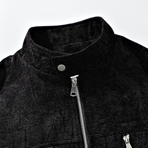 Veste en cuir vieilli personnalisée avec logo, style streetwear américain, pour homme élégant, avec revers et détails utilitaires, nouvelle veste de baseball décontractée. - Product Image 5