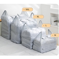 Bolsas de camiseta móviles duraderas gruesas de gran capacidad, chaleco impermeable, bolsa de plástico de mano para empacar ropa, mantas, equipaje