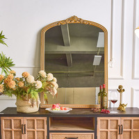 ART NEST Miroir mural décoratif grand format, rustique, écologique, vintage, de luxe, avec cadre en bois doré, épaisseur 5,0 mm, modèle européen pour la maison, Chine