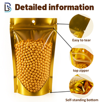 Sachet Doypack Lebei pour Stockage Alimentaire et Noix, Transparent à l'Avant, Doré à l'Arrière, avec Fermeture Ziplock, Pochette Autoportante