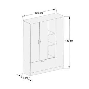 Armoire convertible moderne Melisa à 4 portes, 10 étagères, blanche, armoire de rangement pour chambre à coucher, autoportante, en MDF, fabriquée en Turquie - Product Image 3