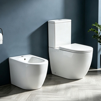 WC moderne en céramique à double chasse ORTONBATH, désodorisation automatique, à poser au sol, économie d'eau, auto-nettoyant, finition émaillée