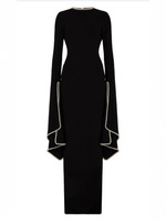 Robes musulmanes élégantes faites à la main en polyester Y54 - Abaya à manches longues pour femmes, pour mariage et usage quotidien