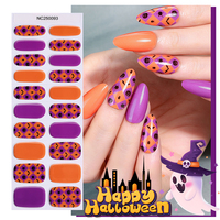 Enveloppes d'ongles en gel semi-durci personnalisées, motif néon fantôme effrayant, citrouille, chauve-souris, toile d'araignée, sans danger pour la peau, pour manucure DIY en salon, Halloween