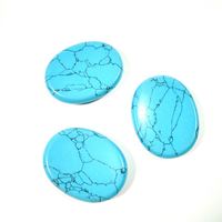 HY Wholesale Ensemble de Pierres de Guérison et de Méditation 7 Chakras en Turquoise Bleue Semi-Précieuse, Pierres de Palmier Gravées pour la Méditation et le Reiki