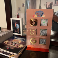 Panneau de Table avec Logo miroir en acrylique, panneau d'affaires de médias sociaux, Laser, mignon, Code Qr, Plaque de support