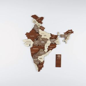 Rompecabezas de Mapa de la India, Decoración de Pared de Madera, Estados y Ciudades Grabados, Decoración para Oficina y Hogar - Product Image 2