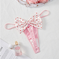 Culottes sexy japonaises Kawaii en satin rose avec grand nœud pour femme, lingerie mignonne pour fille