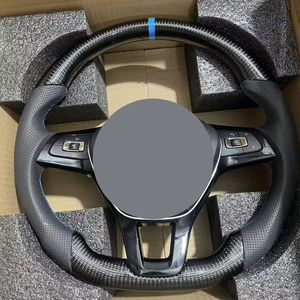 พวงมาลัยกีฬาหุ้มหนังคาร์บอนไฟเบอร์ สำหรับรถยนต์ Volkswagen VW Golf <span class=keywords><strong>5</strong></span> MK6/<span class=keywords><strong>MK7</strong></span>/MK8 <span class=keywords><strong>Jetta</strong></span> Passat B8 Polo Tiguan GTI แบบเสียบใช้งานได้ทันที - Product Image 1