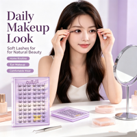 Cils en grappe autocollants à presser, longue tenue, application rapide, légers, pour maquillage des yeux