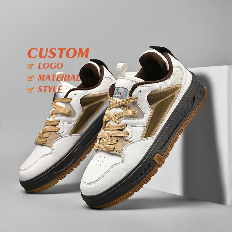Custom Brand Sneakers High Quality Genuine Leather Customized fitness walking shoes sneakers Mens Basketball Skate Board Shoes